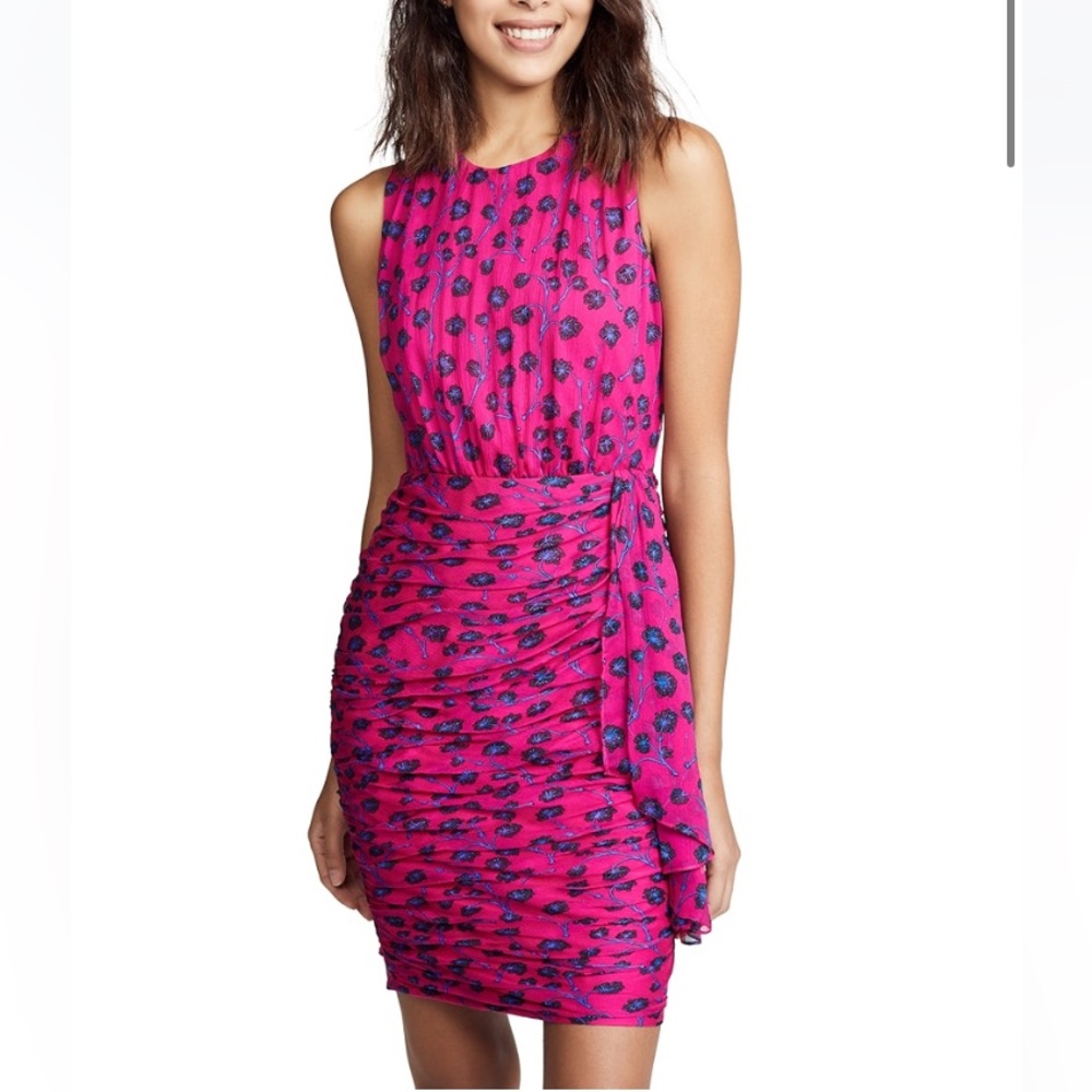 DVF Sarong Pink Floral Dress - like new, size L